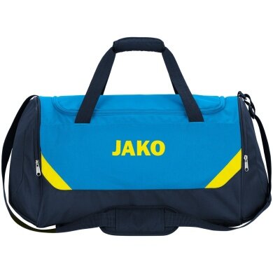 JAKO Torba sportowa Iconic (Rozmiar L - 62 litry) niebieska/marynarska/żółta - 65x30x32cm