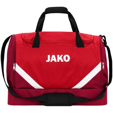 JAKO Torba sportowa Iconic z przegrodą na dno (Rozmiar L - 85 litrów) czerwony/wine red - 65x30x44cm