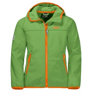 Jack Wolfskin Softshellowa kurtka Fourwinds (odporna na wiatr i wodę) zielona dziecięca