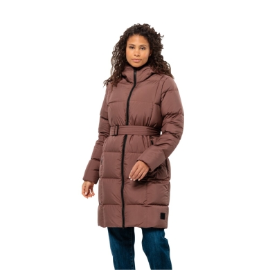 Jack Wolfskin Zimowy Puchowy Płaszcz Frozen Lake Coat 2023 (wiatrproof, wodoodporny, oddychający) czerwono-brązowy Damski