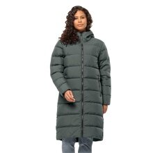 Jack Wolfskin Zimowy Puchowy Płaszcz Frozen Palace Coat 2023 (wiatroszczelny, wodoodporny) zielonoszary Damski