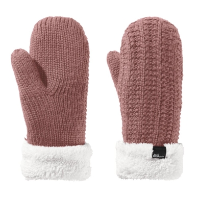 Rękawice zimowe Jack Wolfskin (rękawiczki) Highloft Knit Mitten (z miękkiego Sherpafleece, ciepłe) różowe damskie