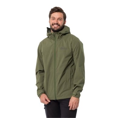 Jack Wolfskin Kurtka turystyczna-/deszczowa Elsberg 2.5L (bardzo oddychająca, wodoodporna, wiatroszczelna) leśna zieleń Mężczyźni