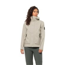 Jack Wolfskin Kurtka przeciwdeszczowa Wandermood 3-warstwowa (Hardshell, wodoodporna, wiatroszczelna) jasnoszara Damska