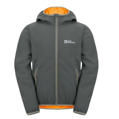 Jack Wolfskin Softshellowa kurtka Fourwinds 2024 (wytrzymała, oddychająca) ciemnozielona dziecięca