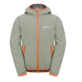 Jack Wolfskin Softshelljacka Fourwinds 2024 (wytrzymała, oddychająca) szaro-zielona dziecięca