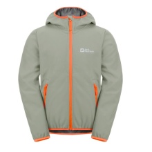 Jack Wolfskin Softshelljacka Fourwinds 2024 (wytrzymała, oddychająca) szaro-zielona dziecięca