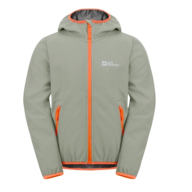 Jack Wolfskin Softshelljacka Fourwinds 2024 (wytrzymała, oddychająca) szaro-zielona dziecięca