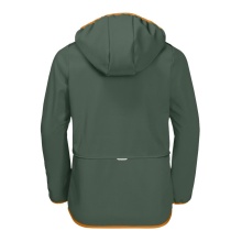 Jack Wolfskin Softshellowa kurtka Fourwinds (odporna na wiatr i wodę) ciemnozielona/pomarańczowa dziecięca