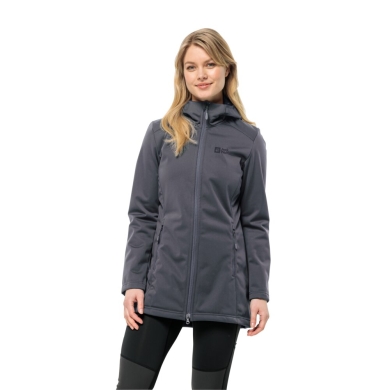 Jack Wolfskin Softshellowy płaszcz Windhain (wiatrproof, wodoodporny, oddychający) ciemnoszary damski