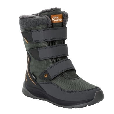 Jack Wolfskin Zimowe buty Polar Boot Texapore High VC (wytrzymałe, wodoodporne) ciemnozielone/szare dziecięce