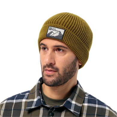 Jack Wolfskin Czapka Strickmütze Edo Badge Beanie - oliwkowa męska