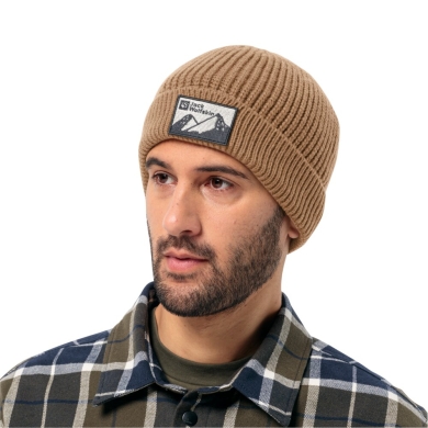 Jack Wolfskin Czapka dzianinowa Edo Badge Beanie - piaskowy brąz Mężczyźni