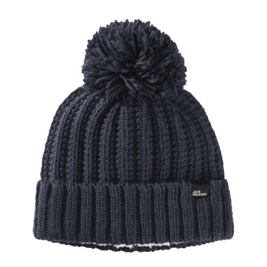 Jack Wolfskin Czapka Strickmütze Highloft Knit Beanie z pomponem - granatowa damska