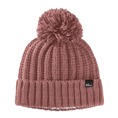 Jack Wolfskin Czapka Highloft Knit Beanie z pomponem - różowa damska