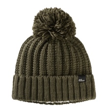 Jack Wolfskin Czapka Highloft Knit Beanie z pomponem - mossgrün Damska