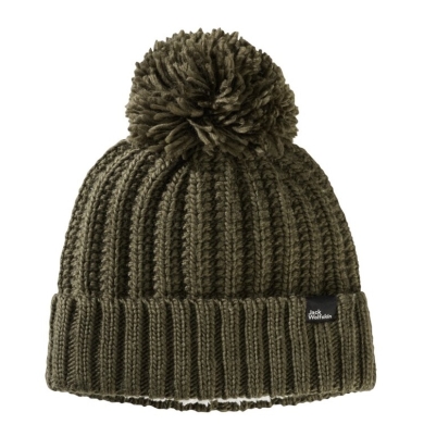 Jack Wolfskin Czapka Highloft Knit Beanie z pomponem - mossgrün Damska