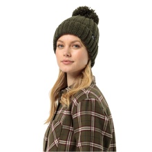 Jack Wolfskin Czapka Highloft Knit Beanie z pomponem - mossgrün Damska