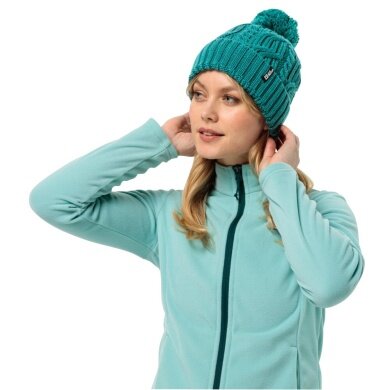 Jack Wolfskin Czapka Pompom Beanie (Fleece) - petrol Damska