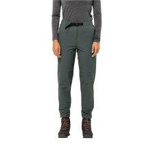 Jack Wolfskin Spodnie wędrówkowe Wandermood Pant (wiatrproof, wodoodporne, oddychające) ciemnozielone Damskie