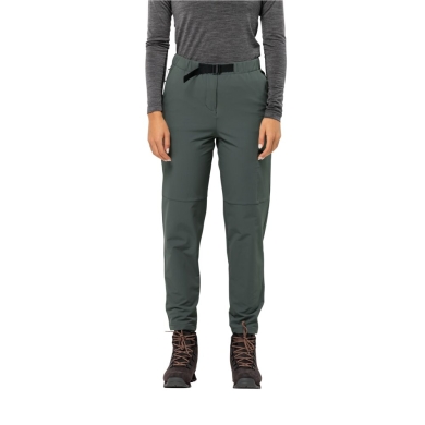 Jack Wolfskin Spodnie wędrówkowe Wandermood Pant (wiatrproof, wodoodporne, oddychające) ciemnozielone Damskie