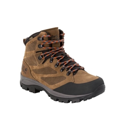 Jack Wolfskin Buty trekkingowe Rebellion Texapore Mid (skóra nubukowa, wodoodporne) brązowo/czerwone męskie