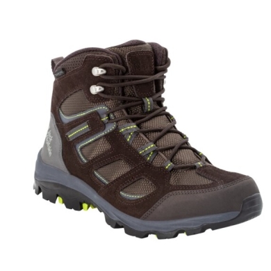 Jack Wolfskin Buty trekkingowe Vojo 3 Texapore Mid (wodoodporne, oddychające) ciemnobrązowe/limonkowe męskie