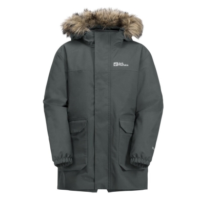 Jack Wolfskin Zimowa kurtka Cosy Bear 3w1 Parka (z polarową wewnętrzną kurtką, wodoodporna, wiatroszczelna) ciemnozielona dla chłopców