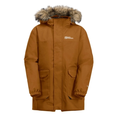 Jack Wolfskin Zimowa kurtka Cosy Bear 3w1 Parka (z polarową wewnętrzną kurtką, wodoodporna, wiatroszczelna) jasnobrązowa dla chłopców