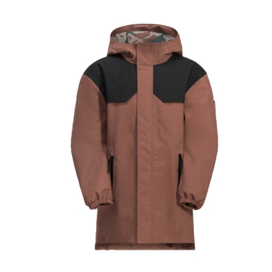 Jack Wolfskin Zimowy płaszcz dla nastolatków 2L Izolowany Parka (wodoodporny, wiatroszczelny) czerwonobrązowy dziewczęcy