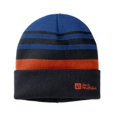 Jack Wolfskin Zimowa czapka (Beanie) Stripy Knit - ciemnoniebieska Dziecięca