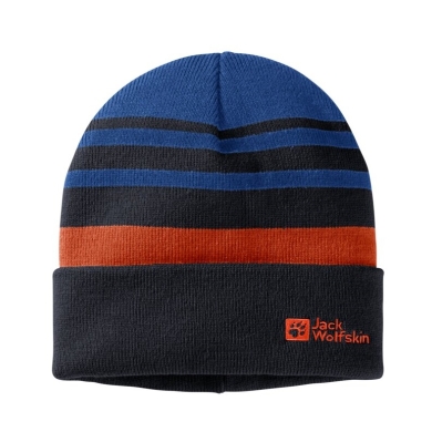 Jack Wolfskin Zimowa czapka (Beanie) Stripy Knit - ciemnoniebieska Dziecięca