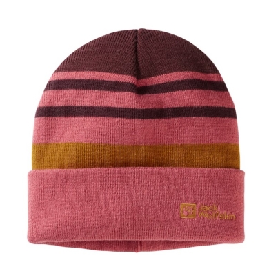 Jack Wolfskin Zimowa Czapka (Beanie) Stripy Knit - jagodowy róż Dziewczęta