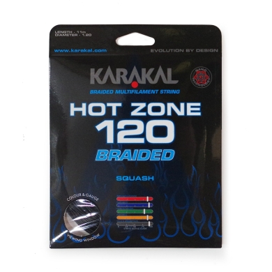 Karakal Squashowa Sznur Hot Zone Pleciony 120 (Moc+Kontrola) 1.20mm czarny 11m Zestaw