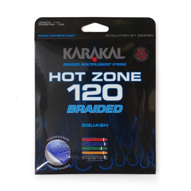 Karakal Squashowa Struna Hot Zone Braided 120 (Moc+Kontrola) 1.20mm niebieska 11m Zestaw