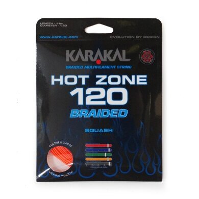 Karakal Squashowa Sznur Hot Zone Pleciony 120 (Moc+Kontrola) 1.20mm pomarańczowy 11m Zestaw