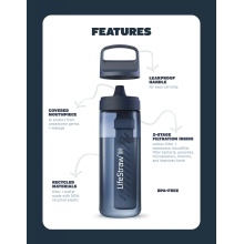 LifeStraw Butelka na wodę Go Series z filtrem, zatyczka z silikonowym ustnikiem, wolna od BPA czarna - 650 ml