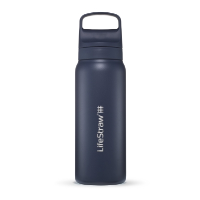 LifeStraw Butelka na wodę Go Series ze stali nierdzewnej z filtrem, zatyczka z silikonowym ustnikiem wolna od BPA seablau - 700 ml