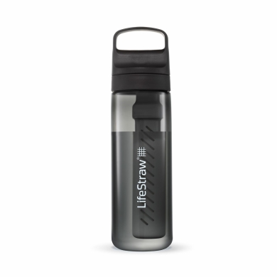 LifeStraw Butelka na wodę Go Series z filtrem, zatyczka z silikonowym ustnikiem, wolna od BPA czarna - 650 ml