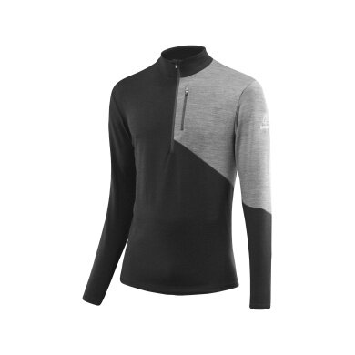 Löffler Koszulka z długim rękawem Block Transtex Merino Midlayer (Half-Zip, izolacja cieplna) czarna/szara męska