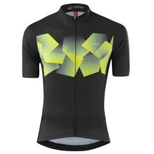 Koszulka rowerowa Löffler Bike Jersey Leaves Hotbond (pełny zamek, lekka, szybkoschnąca) ciemnoszara/cytrynowa męska