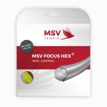 MSV Tenisowa struna Focus Hex (trwałość+spin) neon żółta 12m zestaw