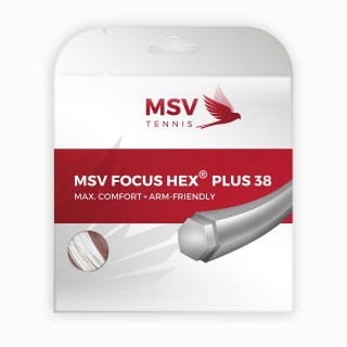 MSV Sznur tenisowy Focus Hex Plus 38 (Trwałość+Spin) biały 12m Zestaw