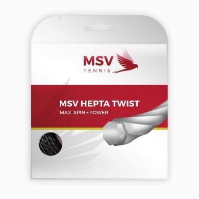 MSV Sznur tenisowy Hepta Twist (Trwałość+Spin) antracyt 12m Zestaw