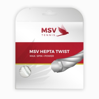 MSV Sznur tenisowy Hepta Twist (Trwałość+Spin) biały 12m Zestaw