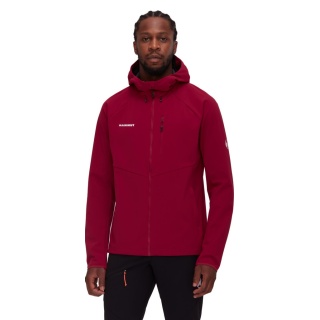 Mammut Całoroczna kurtka softshell Ultimate Comfort SO z kapturem (wiatroszczelna) bordowa męska