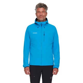 Mammut Całoroczna kurtka softshell Ultimate Comfort SO z kapturem (wiatroszczelna) jasnoniebieska męska