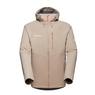 Mammut Całoroczna kurtka softshell Ultimate Comfort SO z kapturem (wiatroszczelna) beżowo-brązowa męska