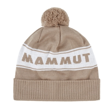 Czapka zimowa Mammut (z pomponem) Peaks Beanie - beżowa/biała