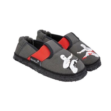 nanga Kapcie Slipper Ninja - 100% Bawełna organiczna - ciemnoszary dla małych dzieci/dzieci (Rozmiar 24-25)